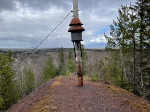 Old civil defense siren on a hiking trail near Big Powderhorn, Upper Peninsula Michigan.