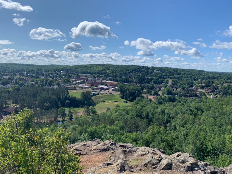 Scenic view of Powderhorn Village, a great location for day trips near Big Powderhorn Mountain in Michigan's Upper Peninsula.